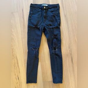 Topshop Black Distressed Skinny Jeans